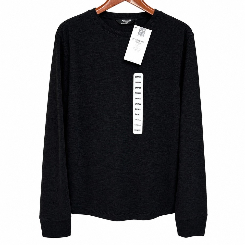 Members Mark Mens Double Knit Crew Neck Long Sleeve Shirt Black MM006487 Small